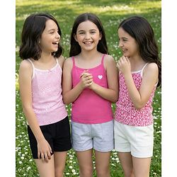 Pine Kids Cotton Lycra Knit Sleeveless Slips Text Print Pack Of 3 (Color May Vary)