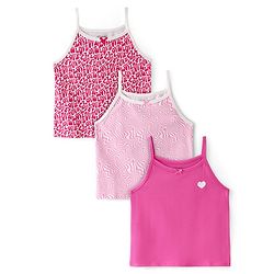 Pine Kids Cotton Lycra Knit Sleeveless Slips Text Print Pack Of 3 (Color May Vary)