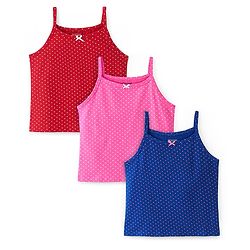 Pine Kids Cotton Lycra Sleeveless  Slips Polka Dots Print Pack of 3 (Color May Vary)