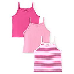 Pine Kids Cotton Lycra Sleeveless Slips Pack of 3 (Color & Print May Vary)