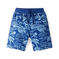 Pine Kids Cotton Looper Above Knee Length Shorts Text Print - Blue
