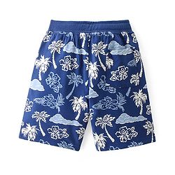 Pine Kids Cotton Looper Above Knee Length Shorts Tropical Print - Blue