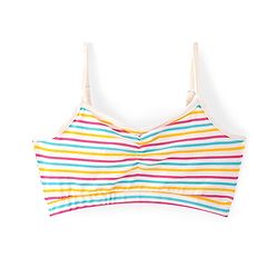Pine Kids Cotton Sleeveless Bralettes With Stripes & Rainbow Print Pack of 3 (Colour May Vary)