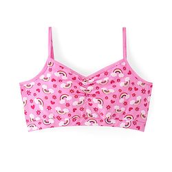 Pine Kids Cotton Sleeveless Bralettes With Stripes & Rainbow Print Pack of 3 (Colour May Vary)