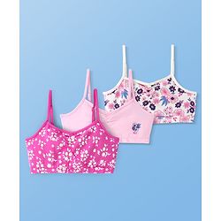Pine Kids Cotton Sleeveless Bralettes With Floral Print Pack of 3 (Colour May Vary)