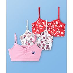Pine Kids Cotton Sleeveless Bralettes With Floral Print Pack of 3 (Colour May Vary)