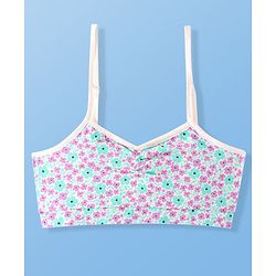 Pine Kids Cotton Sleeveless Bralettes With Floral Print Pack of 3 (Colour May Vary)