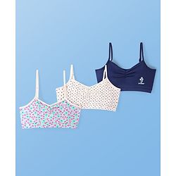 Pine Kids Cotton Sleeveless Bralettes With Floral Print Pack of 3 (Colour May Vary)