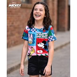 Pine Kids Disney Cotton Knit Half Sleeves T-Shirt with Minnie Mouse Graphics - Multicolor