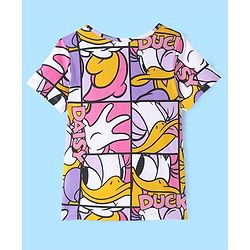 Pine Kids Disney Cotton Knit Half Sleeves T-Shirt with Daisy Duck Print - Multicolour