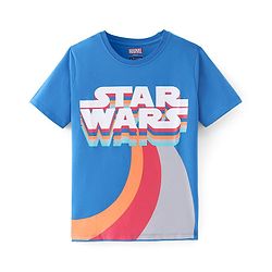 Pine Kids Marvel Cotton Knit Half Sleeves Front & Back Star Wars Graphic T-Shirt - Blue