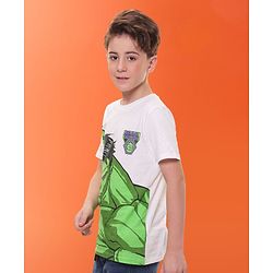 Pine Kids Marvel Cotton Knit Half Sleeves T-Shirt with Hulk Graphics - White