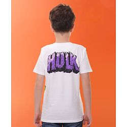 Pine Kids Marvel Cotton Knit Half Sleeves T-Shirt with Hulk Graphics - White