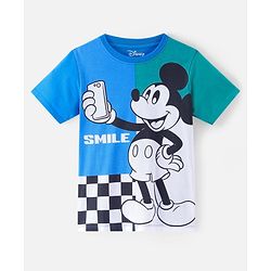 Pine Kids Disney Cotton Knit Half Sleeves T-Shirt & Shorts Set With Mickey Mouse Graphics - Multicolor