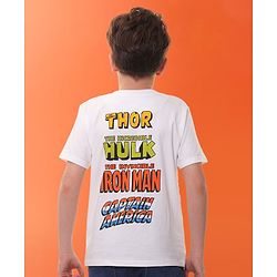 Pine Kids Marvel Cotton Knit Half Sleeves T-Shirt with Front & Back Avengers - Multicolour
