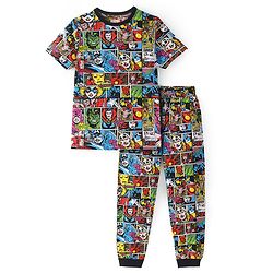 Pine Kids Marvel Cotton Knit Half Sleeves Night Suit With Avengers Comics Print - Multicolor