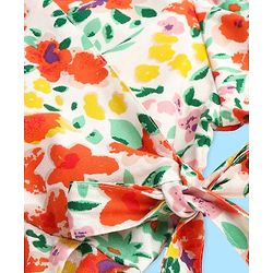Pine Kids Cotton Woven Half Sleeves Floral Printed Frock - Snow White