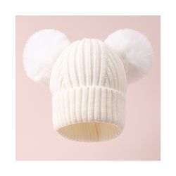 Pine Kids Cable Knit Design Woollen Cap with Pom Pom - Dark Pink