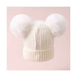 Pine Kids Cable Knit Design Woollen Cap with Pom Pom - Dark Pink