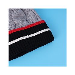 Pine Kids Woollen Cap With Pom Pom & Cable Knit Design Grey - Diameter 16 cm