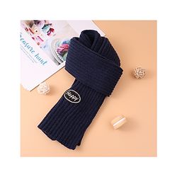 Pine Kids Woollen Cap & Muffler Set With Gloves Navy Blue - Diameter 16 cm