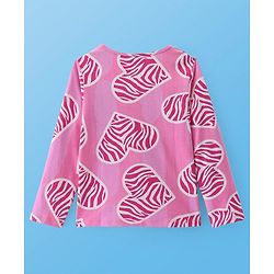 Pine Kids Cotton Knit Full Sleeves Night Suit with Hearts Print - Sachet Pink