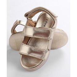 Pine Kids Solid Colour Party Wear Sandals with Velcro Closure - Golden