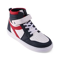Pine Kids Velcro Closure Sneakers Shoes - White & Navy Blue