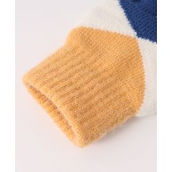 Pine Kids Woollen Gloves With Colour Block Design - Navy Blue & Yellow