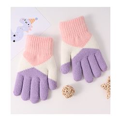 Pine Kids Woollen Gloves With Colour Block Design - Navy Blue & Yellow