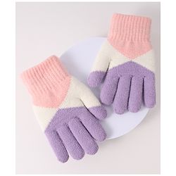 Pine Kids Woollen Gloves With Colour Block Design - Navy Blue & Yellow