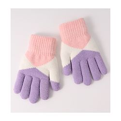Pine Kids Woollen Gloves With Colour Block Design - Navy Blue & Yellow