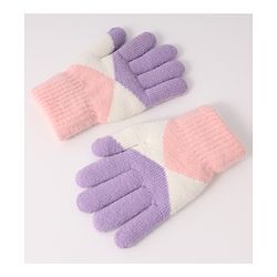 Pine Kids Woollen Gloves With Colour Block Design - Navy Blue & Yellow