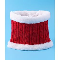 Pine Kids Woolen Cap & Muffler Set with Pom Pom - Red