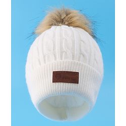 Pine Kids Woolen Cap & Muffler Set with Pom Pom - Red