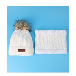 Pine Kids Woolen Cap & Muffler Set with Pom Pom - Red
