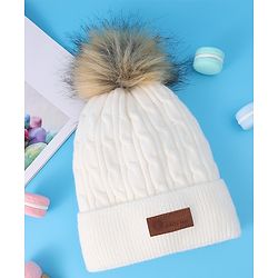 Pine Kids Woolen Cap & Muffler Set with Pom Pom - Red