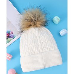 Pine Kids Woolen Cap & Muffler Set with Pom Pom - Red