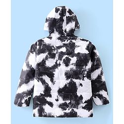 Pine Kids Woven Full Sleeves Front Open Padded Hooded Jacket with Abstract Print - Multicolour