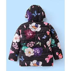 Pine Kids Full Sleeves Padded Hooded Jacket Floral Print - Multicolour