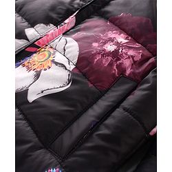 Pine Kids Full Sleeves Padded Hooded Jacket Floral Print - Multicolour