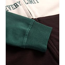 Pine Kids Cotton Knit Full Sleeves Hooded Sweat Jacket with Text Print & Kangaroo Pockets - Dark Green