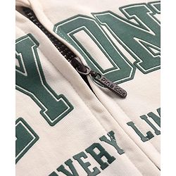 Pine Kids Cotton Knit Full Sleeves Hooded Sweat Jacket with Text Print & Kangaroo Pockets - Dark Green