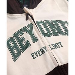 Pine Kids Cotton Knit Full Sleeves Hooded Sweat Jacket with Text Print & Kangaroo Pockets - Dark Green