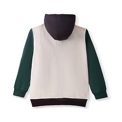 Pine Kids Cotton Knit Full Sleeves Hooded Sweat Jacket with Text Print & Kangaroo Pockets - Dark Green