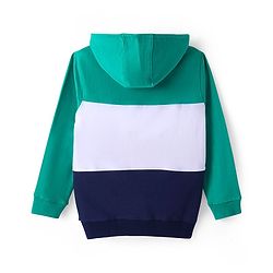 Pine Kids Cotton Full Sleeves Hooded Sweatshirt with Text Print - Sea Green