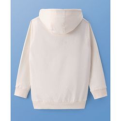 Pine Kids Cotton Knit Full Sleeves Hooded Sweat Shirt With Car Print - White