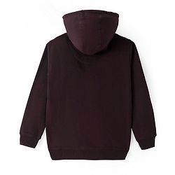 Pine Kids Cotton Knit Full Sleeves Hooded Sweatshirt with Dino Print - Brown