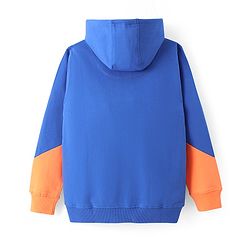 Pine Kids Cotton Knit Full Sleeves Hooded Sweatshirt with Text Design - Blue