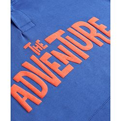 Pine Kids Cotton Knit Full Sleeves Hooded Sweatshirt with Text Design - Blue